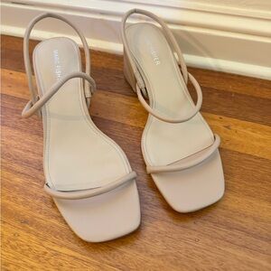 Marc Fisher Light Beige Minimalist Strappy Slingback Sandals - Size 8.5